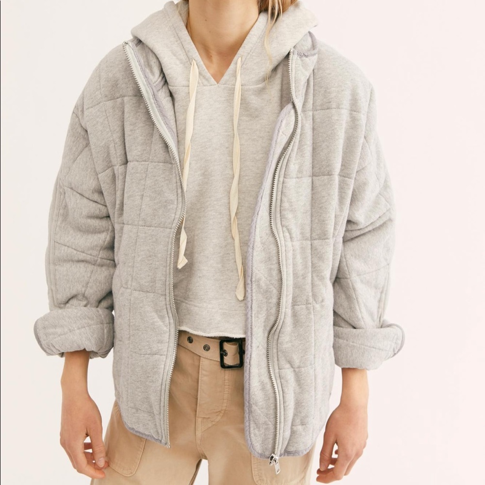 Free people quilted dolman bomber jacket grey